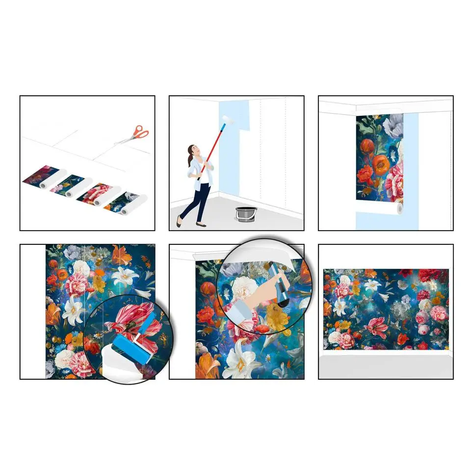 Fotobehang Bloemenwereld - 260x384cm - Blauw