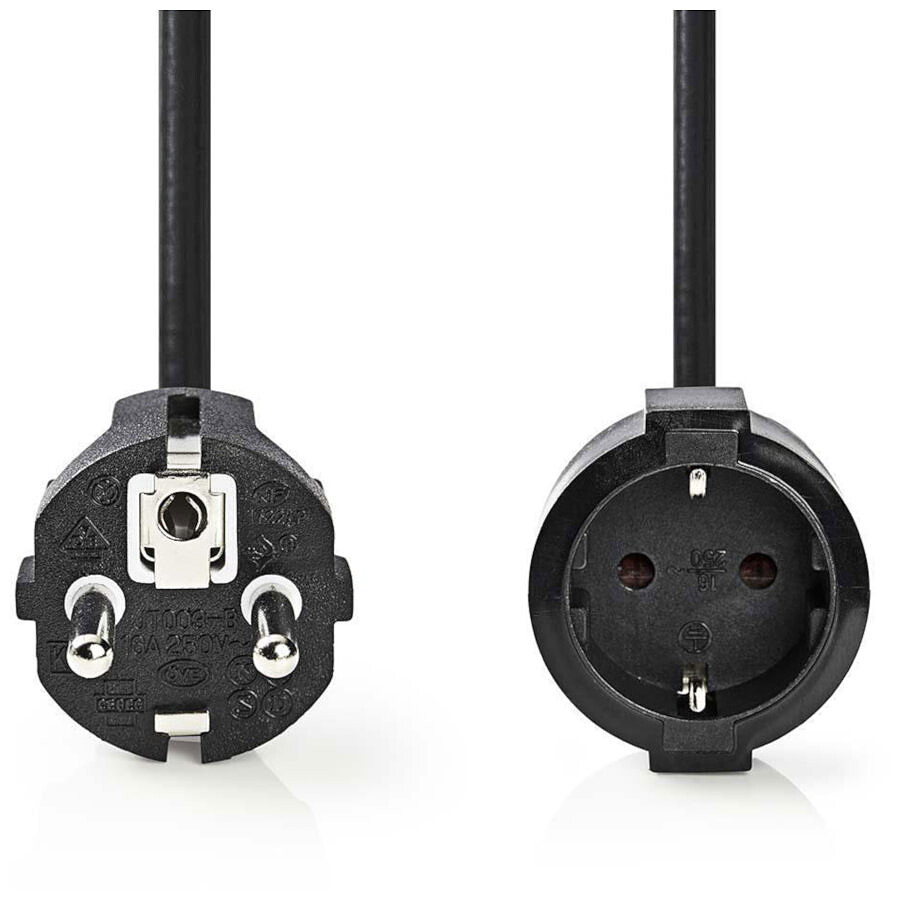 NEDIS Rallonge électrique droite noire - 3 mètres