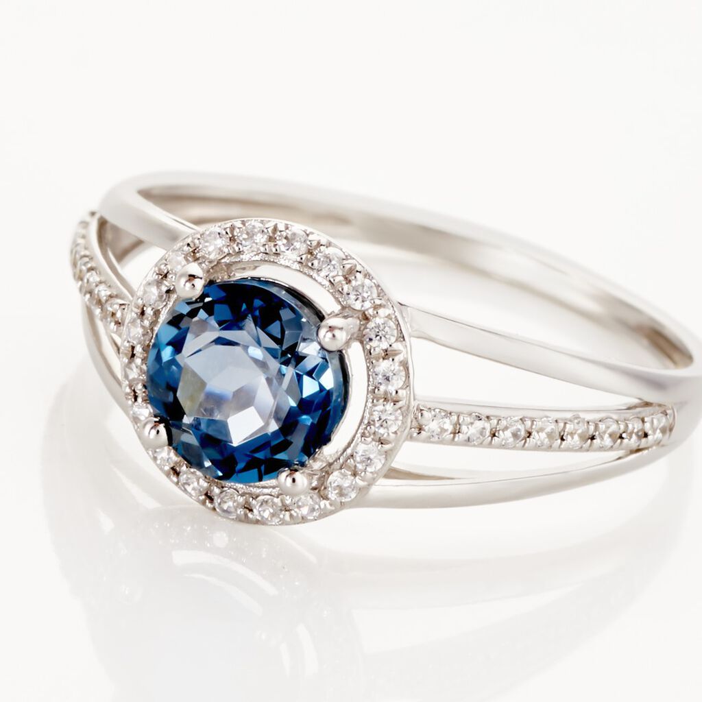 Bague Or Blanc Maeva Topaze Oxydes De Zirconium