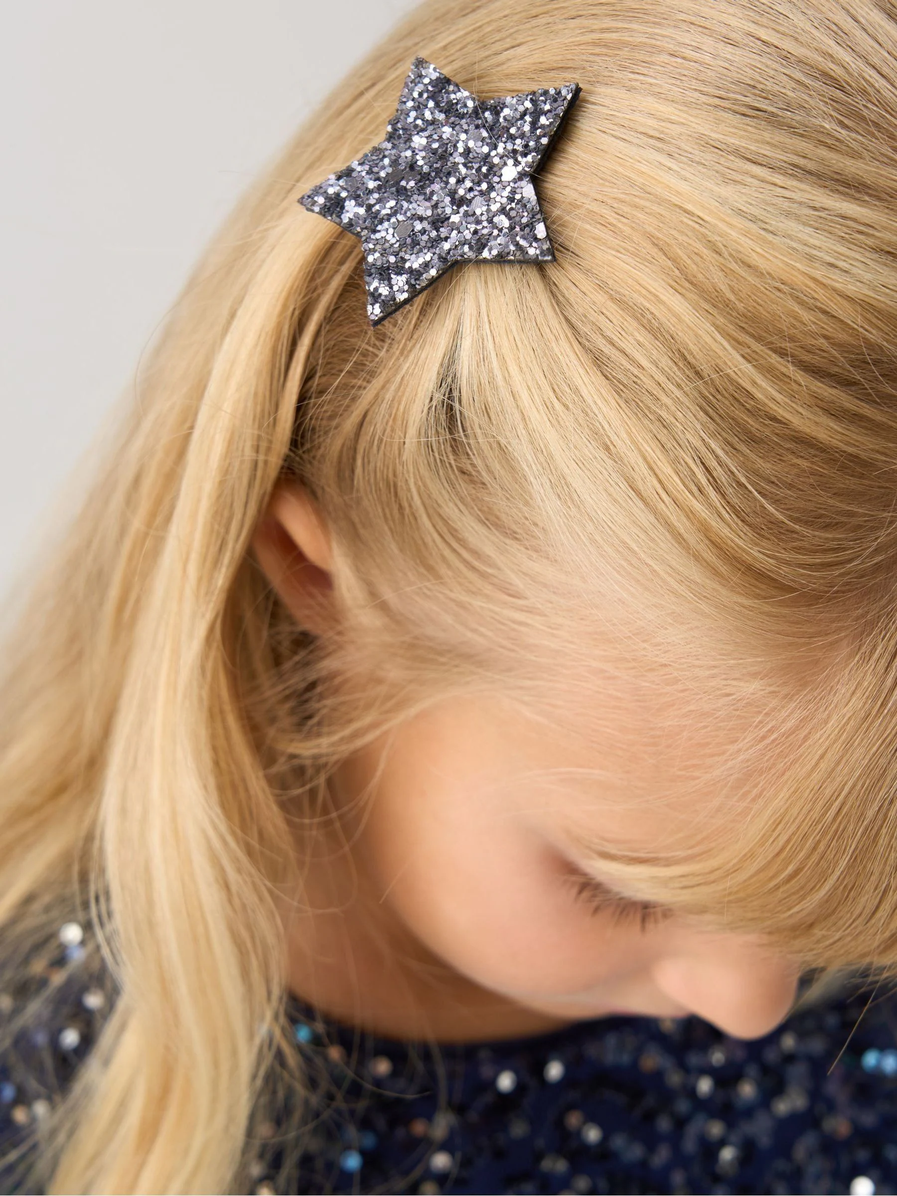 Blauw - Miss Jacquard Star Jacket and Sequin Dress Set