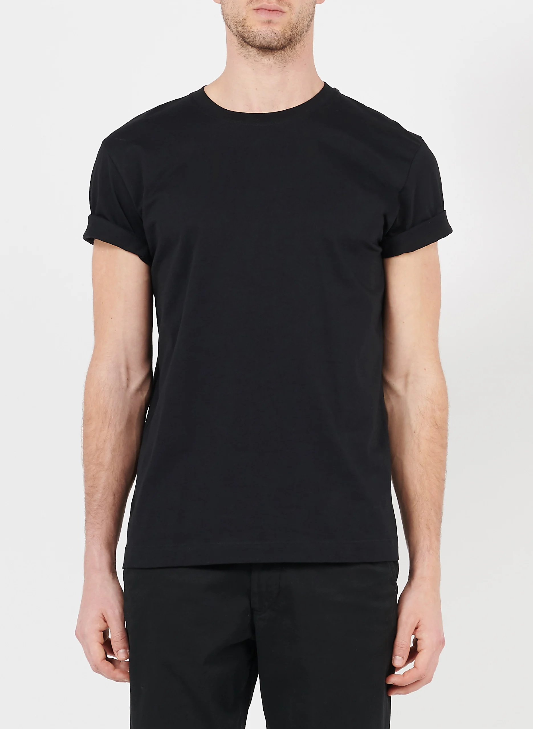 Tee-shirt col rond regular-fit en coton | Noir