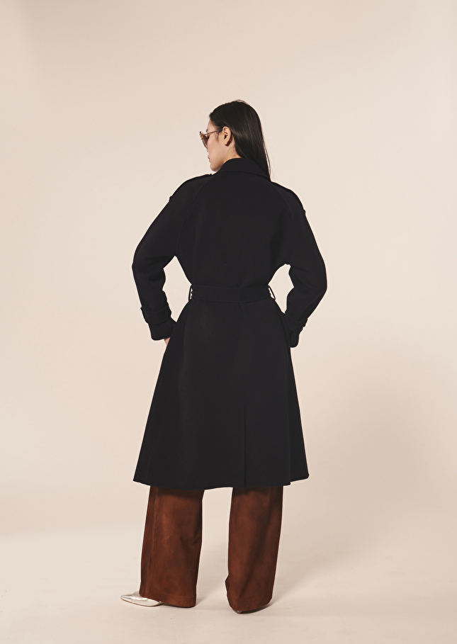 Manteau Ivanebleu nuit en laine double face