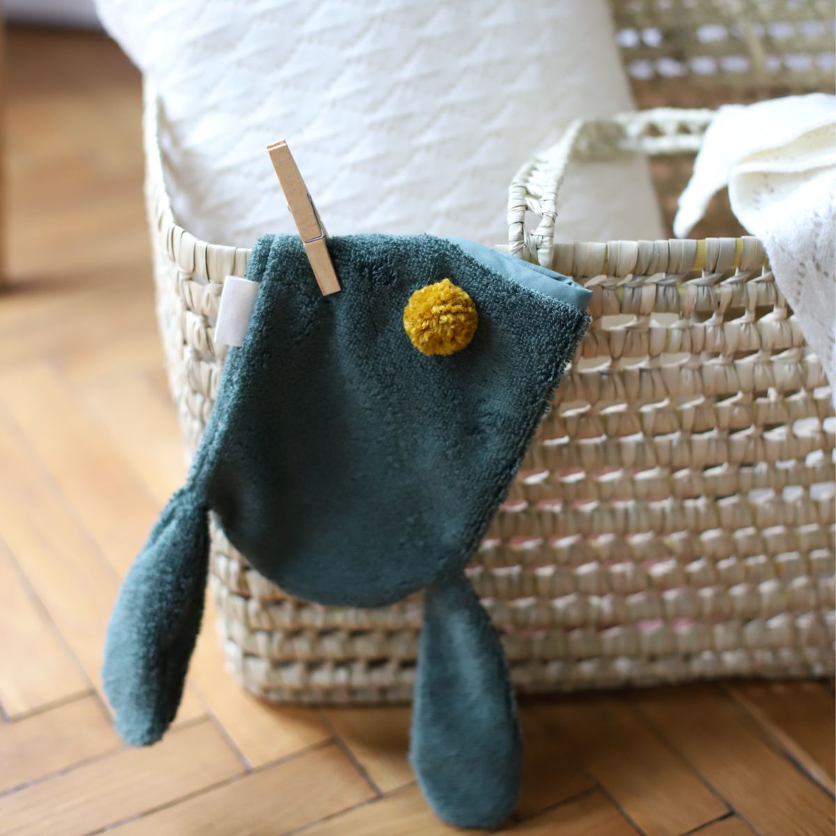 Gant de toilette lapin vert