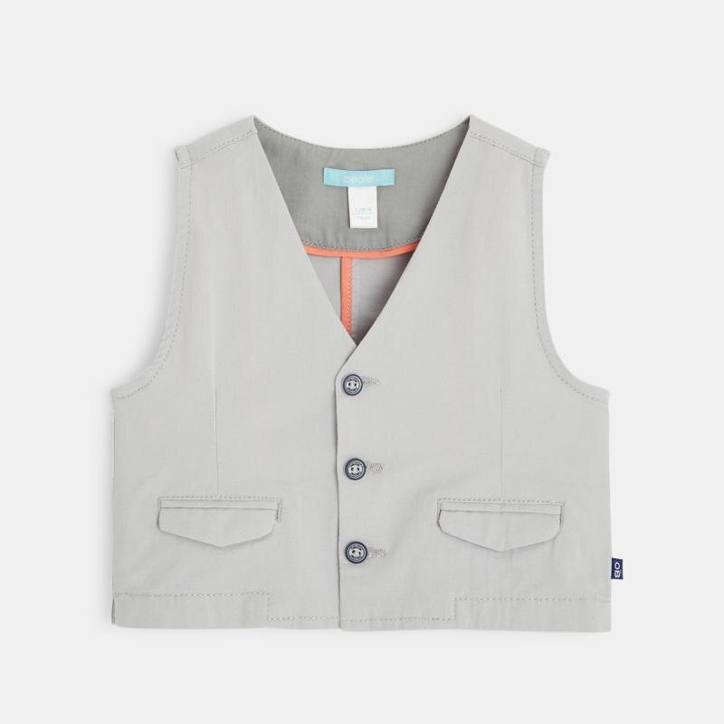 Gilet sans manches en toile gris bébé garçon Gris ou noir