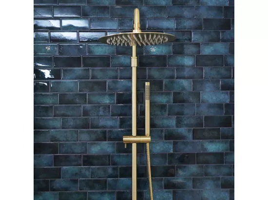 Luisa II colonne de douche or brossé sans mitigeur - Essebagno