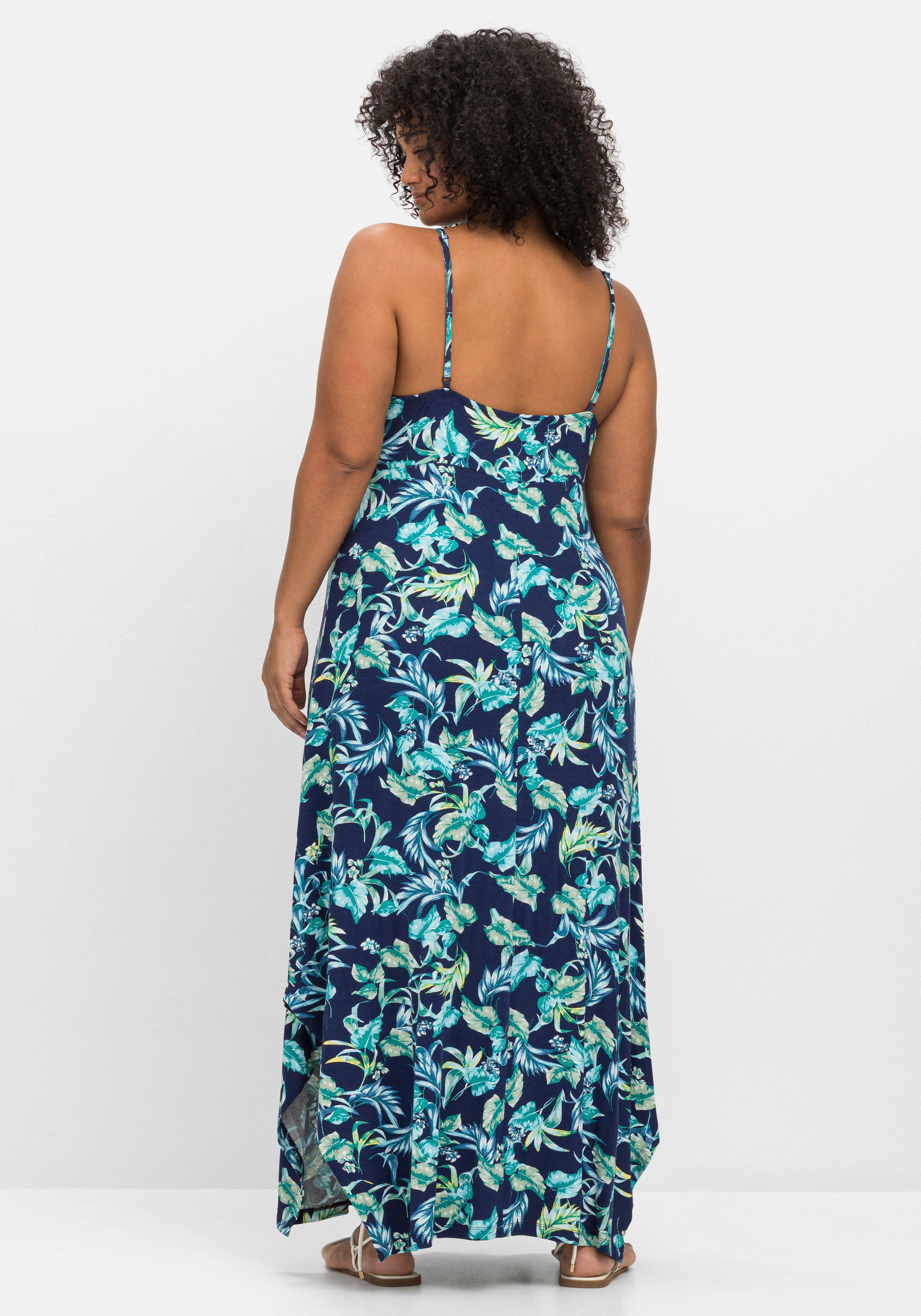 Jerseykleid in Maxilänge, mit Blätterprint