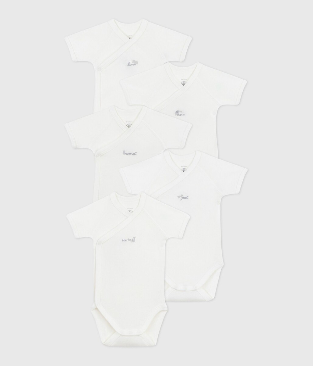 PETIT BATEAU<br>Conjunto de 5 bodies de manga curta