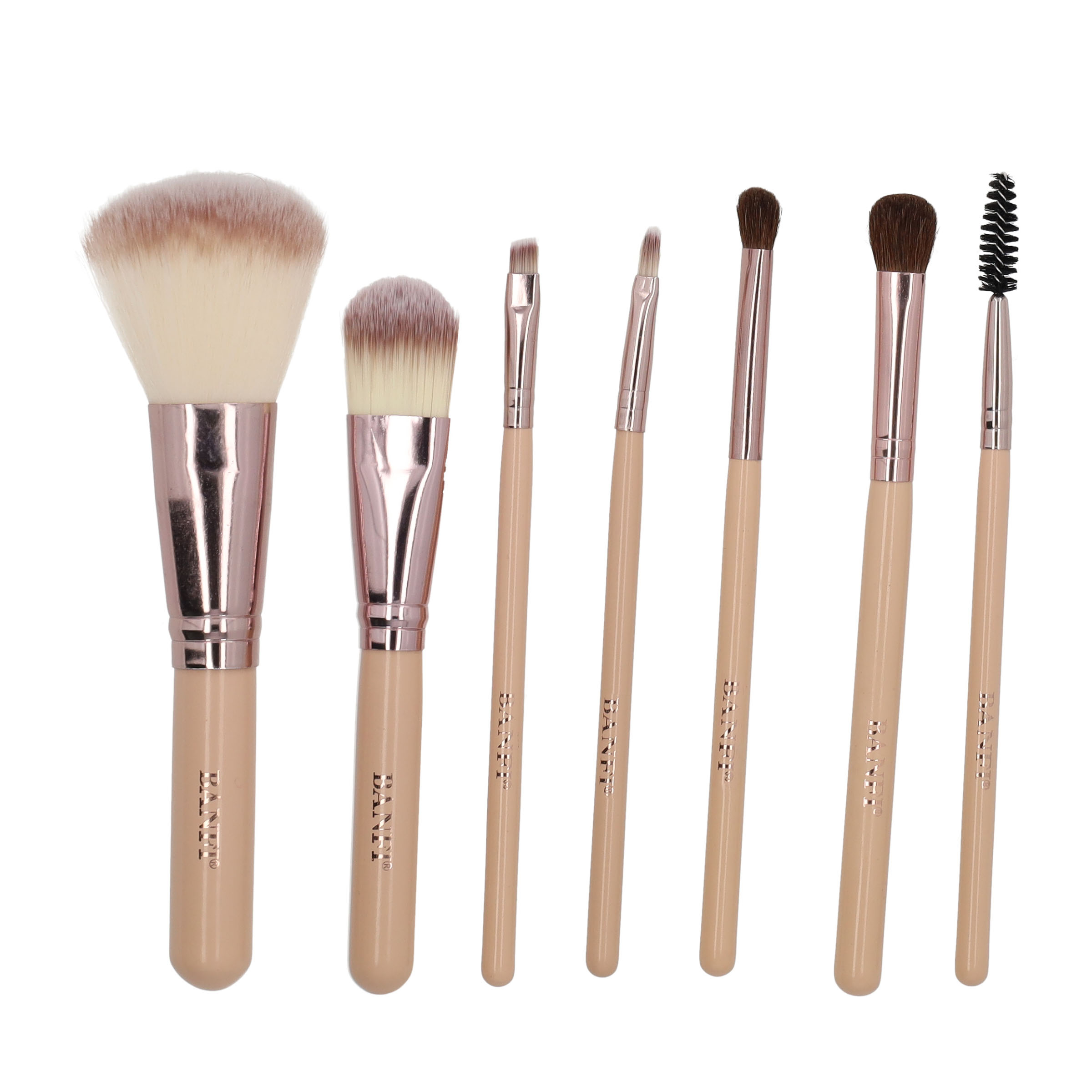 (7-tlg. Set) Beauty Make Up Puder Pinsel mit Aufbewahrungsbox - Rosa