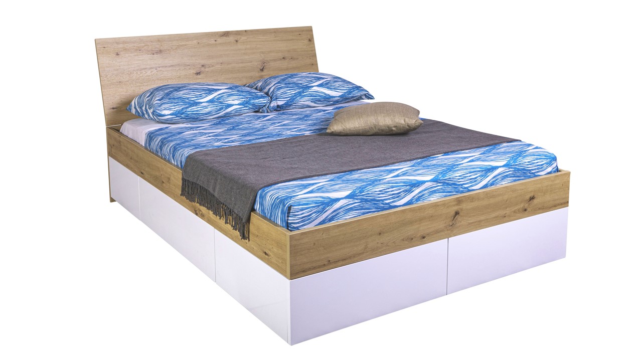 Opbergbed Mundi met laden artisan oak/white