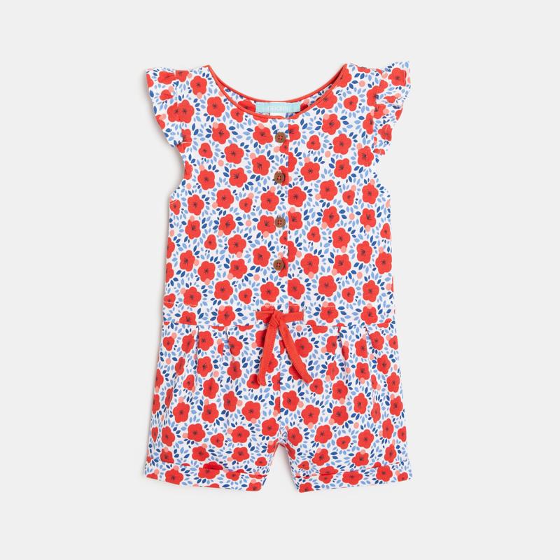 Combinaison courte coquelicots rouge bébé fille Rouge