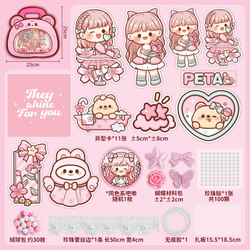 Milena - Cartoon Badge DIY Kit / Sticker / Tas / Set (Verschillende ontwerpen)