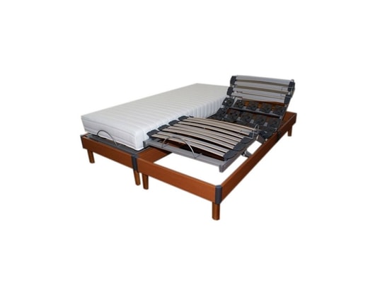 IDLITERIE - Matelas + Sommier 2 x 80 x 200 Ensemble relaxation mémoire de forme + sommier latte & plot...