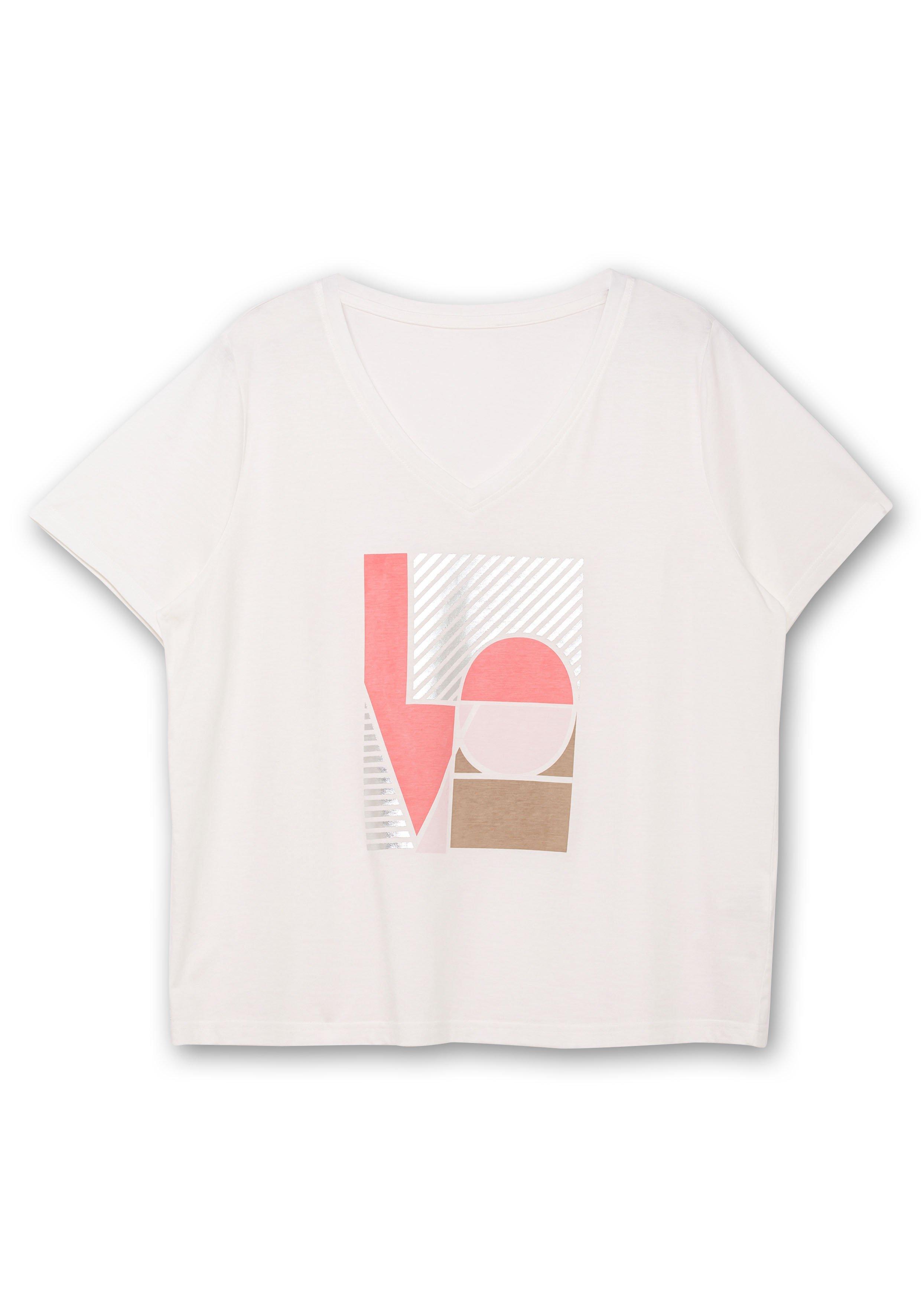 T-Shirt mit Grafikprint und V-Ausschnitt