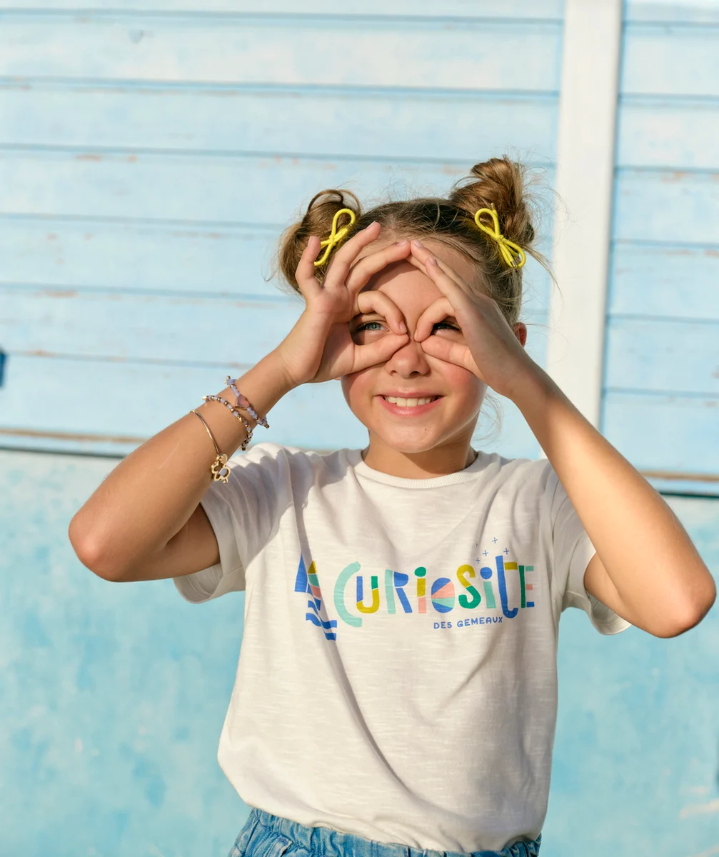 COSMIC VIBES - T-SHIRT BLANC GÉMEAUX EN COTON BIO ENFANT