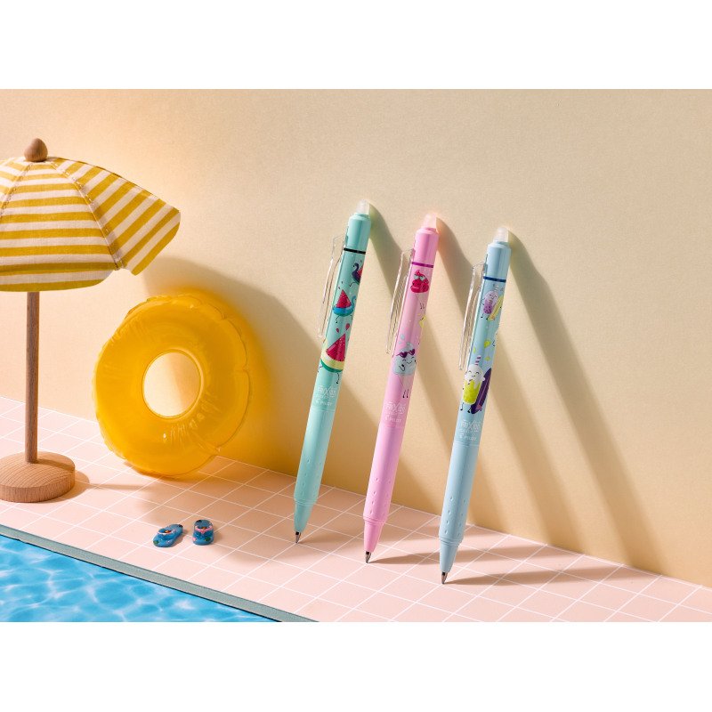 Stylo roller Pilot FriXion Clicker Pool Party - Pochette de 3