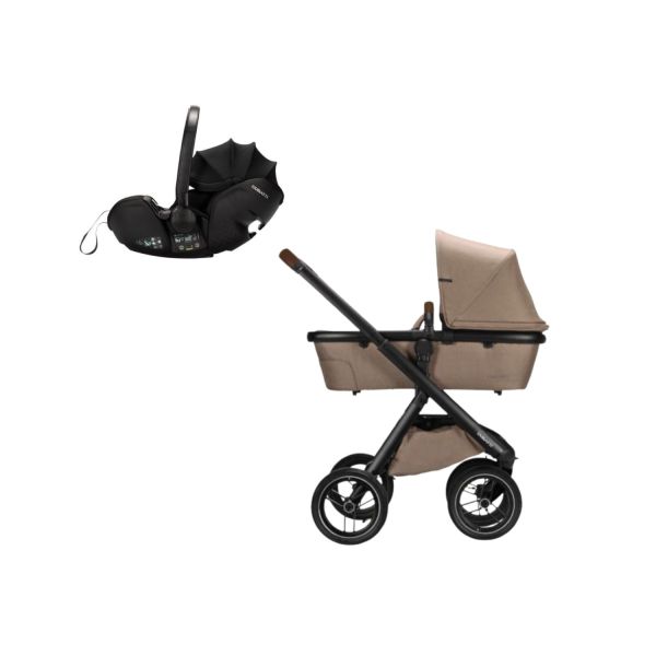 Dubatti One E5 Kinderwagen 3-in-1 - Black / Dark Brown - Sand | Dubatti by Römer Autostoeltje Babysafe Pro - Carbon Black