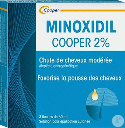 Minoxidil 2% Chute Des Cheveux Modérée Hommes Et Femmes Flacons 3x60ml