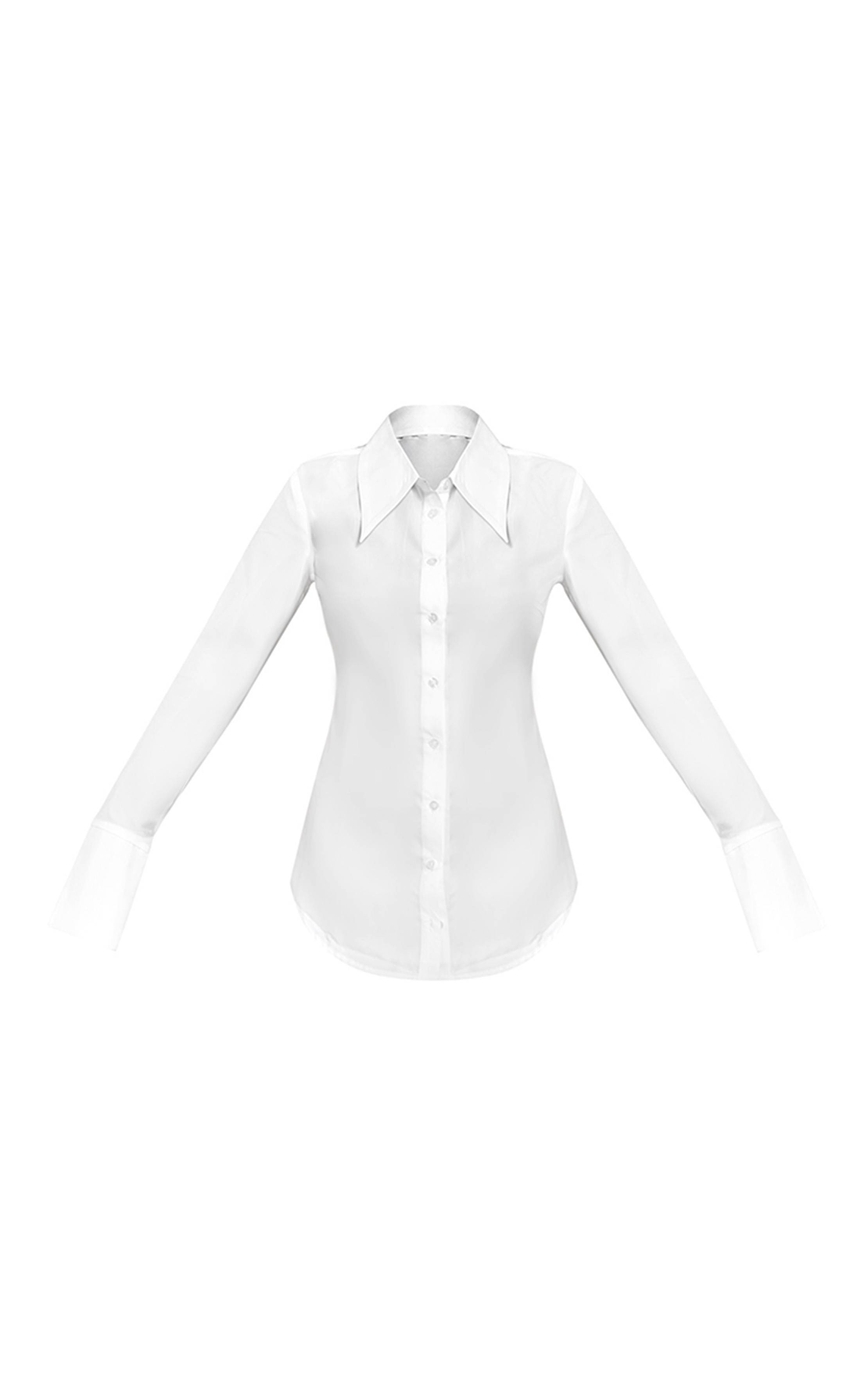Blanc Chemise Cintrée À Col Surdimensionné Et Boutonnage Plt Label