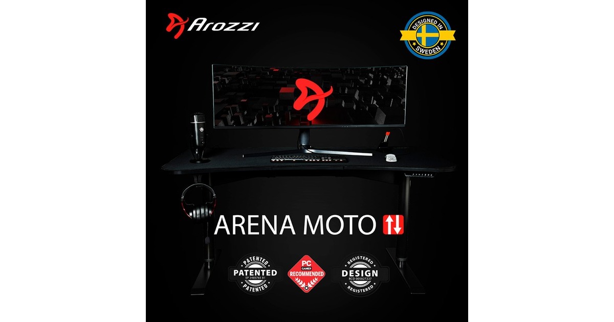 ArozziArena Moto Gaming Desk - Black  (Zwart)