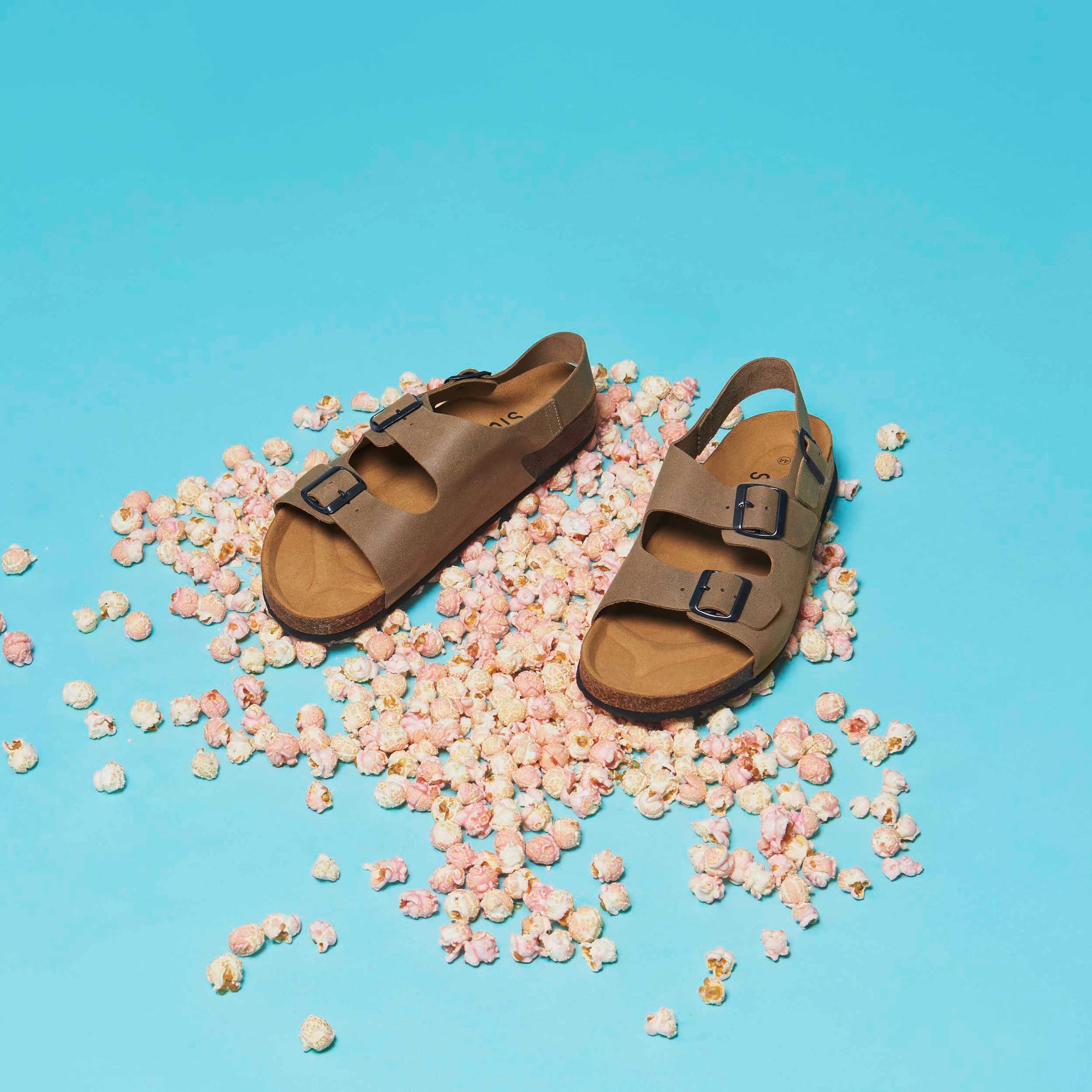 Mules semelle liège Homme en cuir taupe