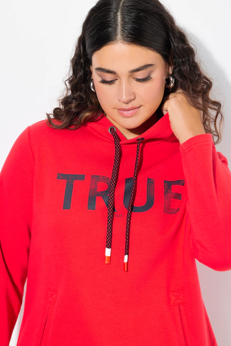 Hoodie, True, Kapuze, Kordel, Taschen, Langarm, neon rot