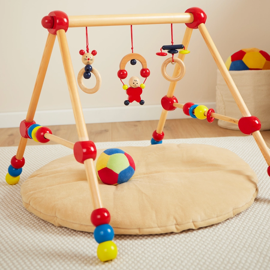 bieco Baby Holz-Gym mit Spielbogen, höhenverstellbar