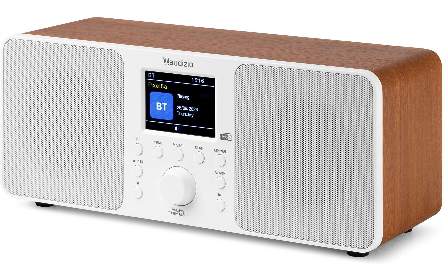 DAB+ Radio Genua WeissDAB+ Radio mit Stereo Lautsprecher und Bluetooth
