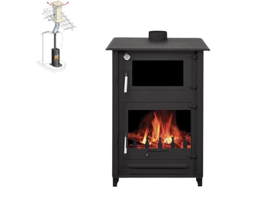 INTERSTOVES - Pack poêle à bois rosa 10 bûches 50cm + kit conduit 150 - ac...