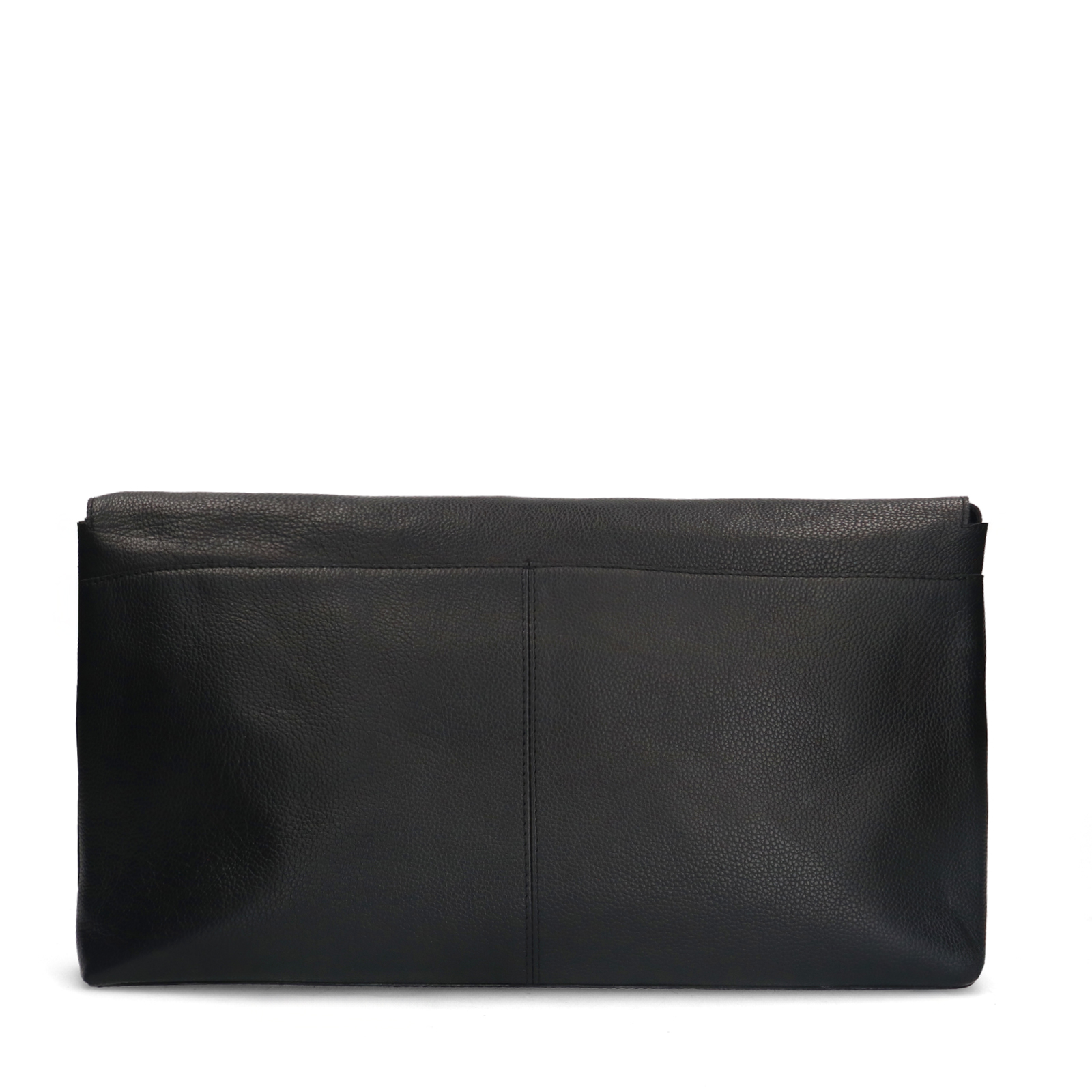 Zwarte leren schoudertas met flap