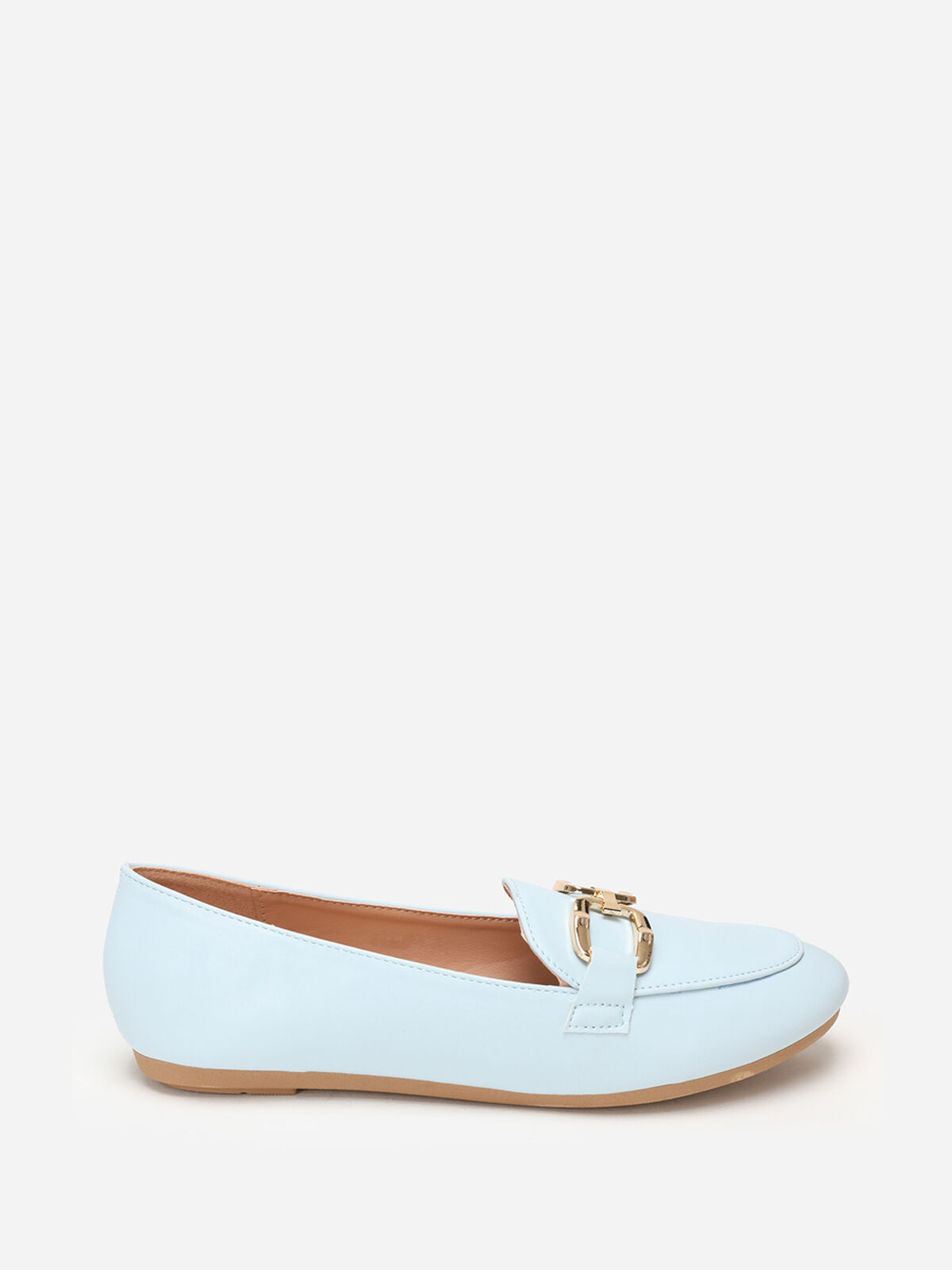 Mocassins plats à double boucles- Bleu