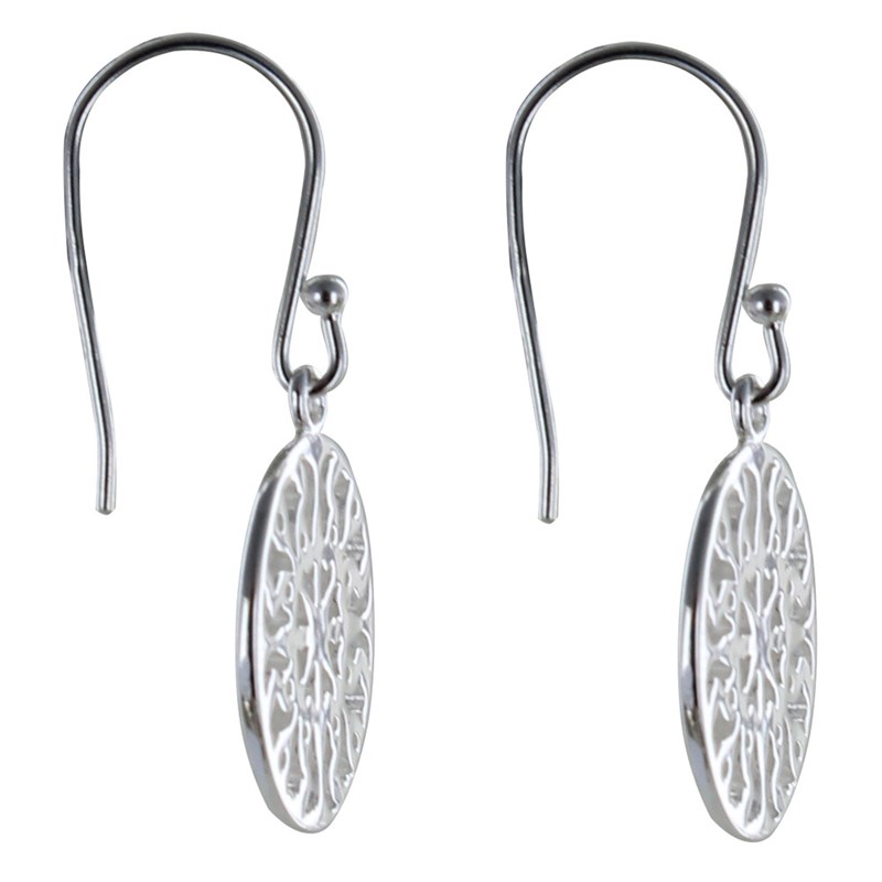 Boucles d'Oreilles Cercle d'Argent Soleil Arabesque