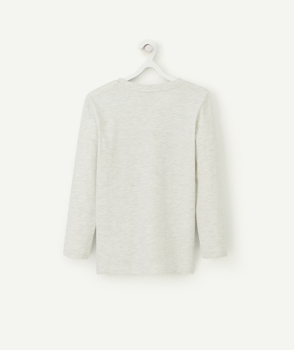 T-SHIRT GARÇON EN COTON BIO GRIS AVEC MESSAGE SMILE
