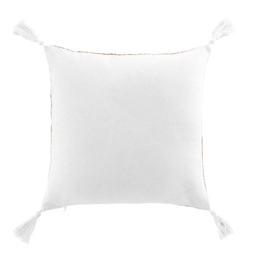 Douceur d intérieur - COUSSIN DEHOUS. COMPR. POMPONS 40x40 CM JUTE IMPRIME/POLYCOTON U - BEIGE