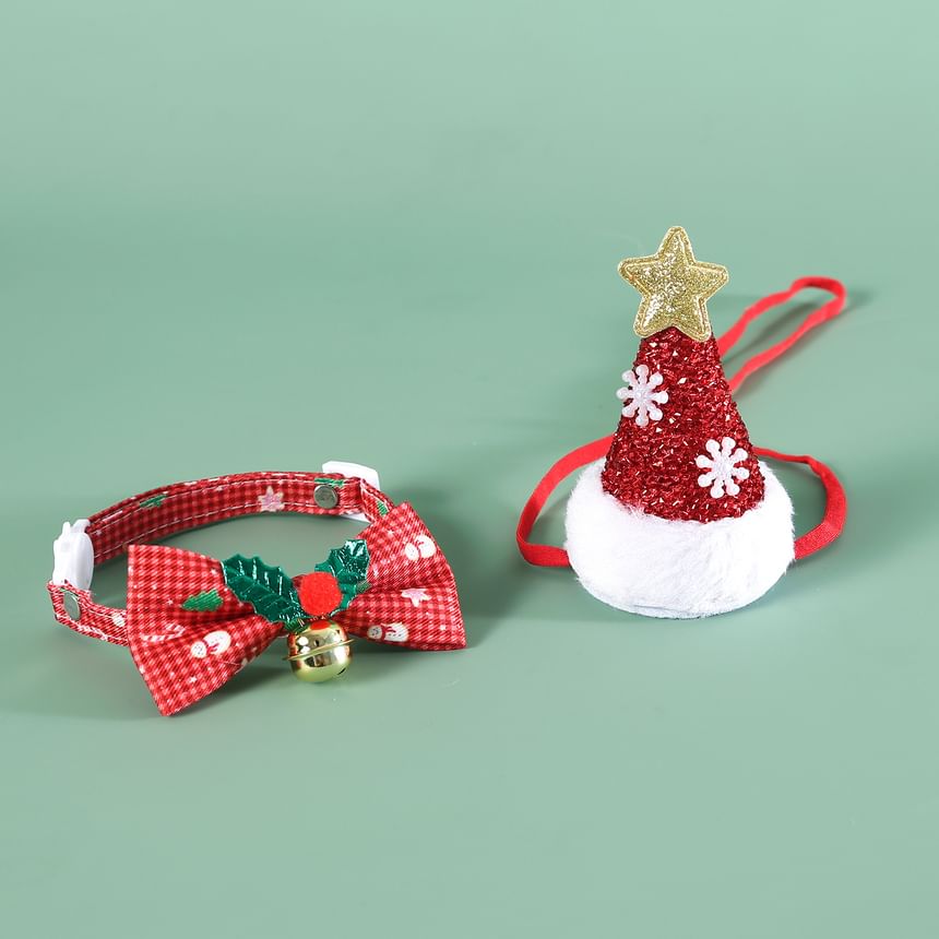 2night - Kerststrik huisdierhalsband / hoed / set (verschillende ontwerpen)
