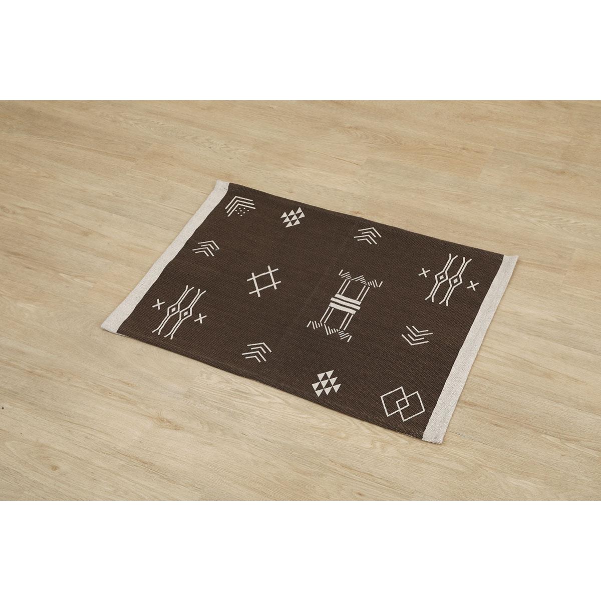 TAPIS TRIBAL FOND MARRON 60X90CM BEIGE MARRON