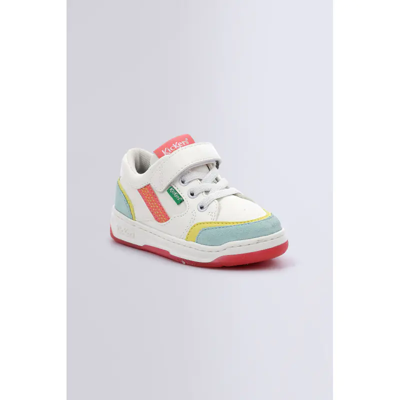 KOUIC BLANC BLEU CLAIR ROSE BASKETS BASSES Synthétique Fille
