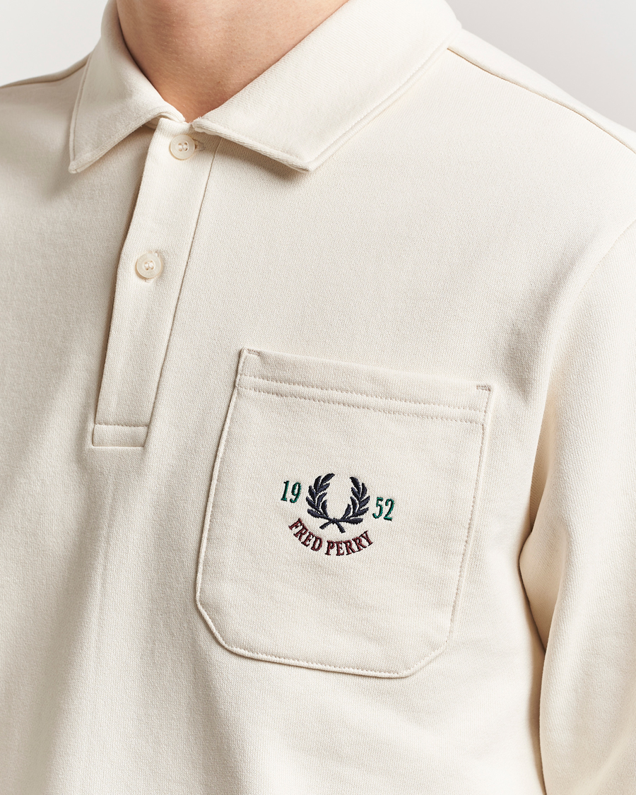 Fred Perry Embroidered Champion Rugby Sweater Ecru