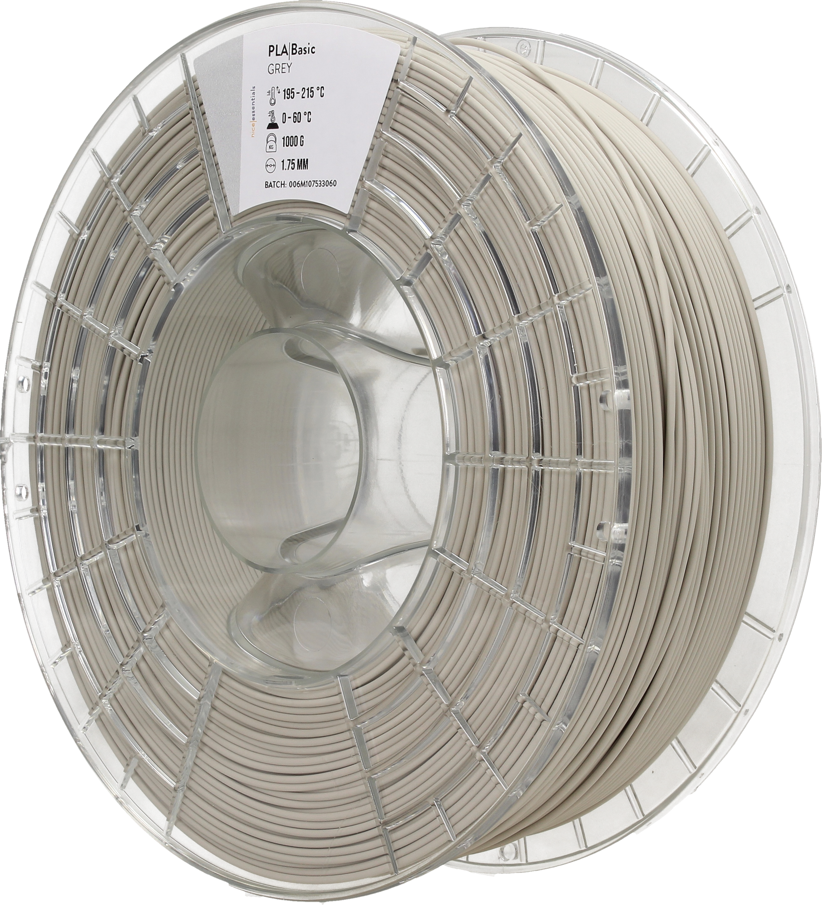 nice essentials  PLA Basic Grey, 1,75 mm / 1000 g    PLA Filament mit österreichischem Charme in Grey