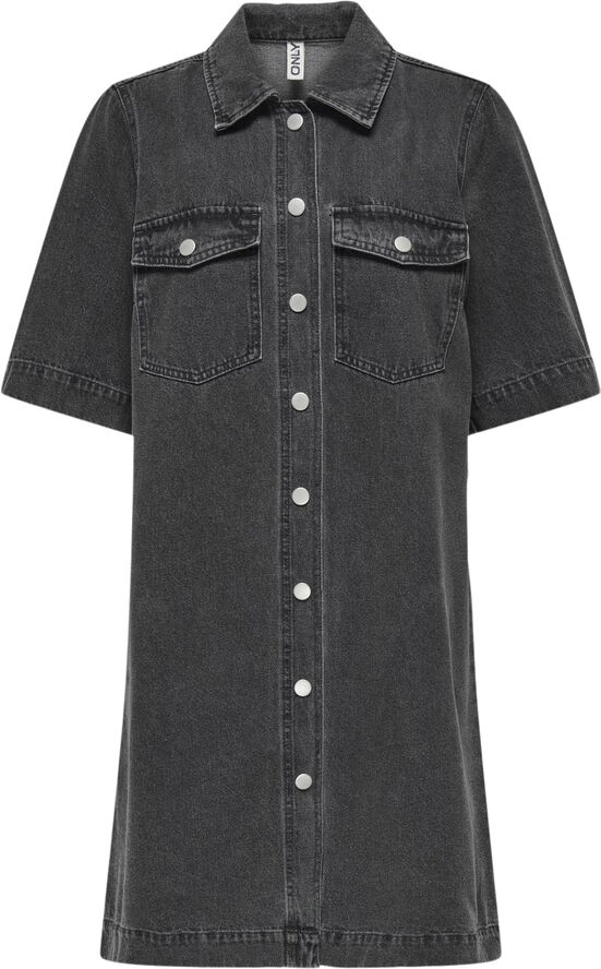 ONLY ONLBELLE S/S BUTTON DRESS DNM GUA Washed black