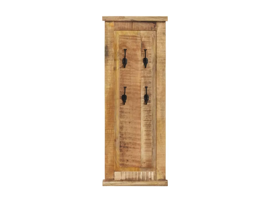 Porte-manteaux 2 pcs Bois massif de manguier 38x100 cm