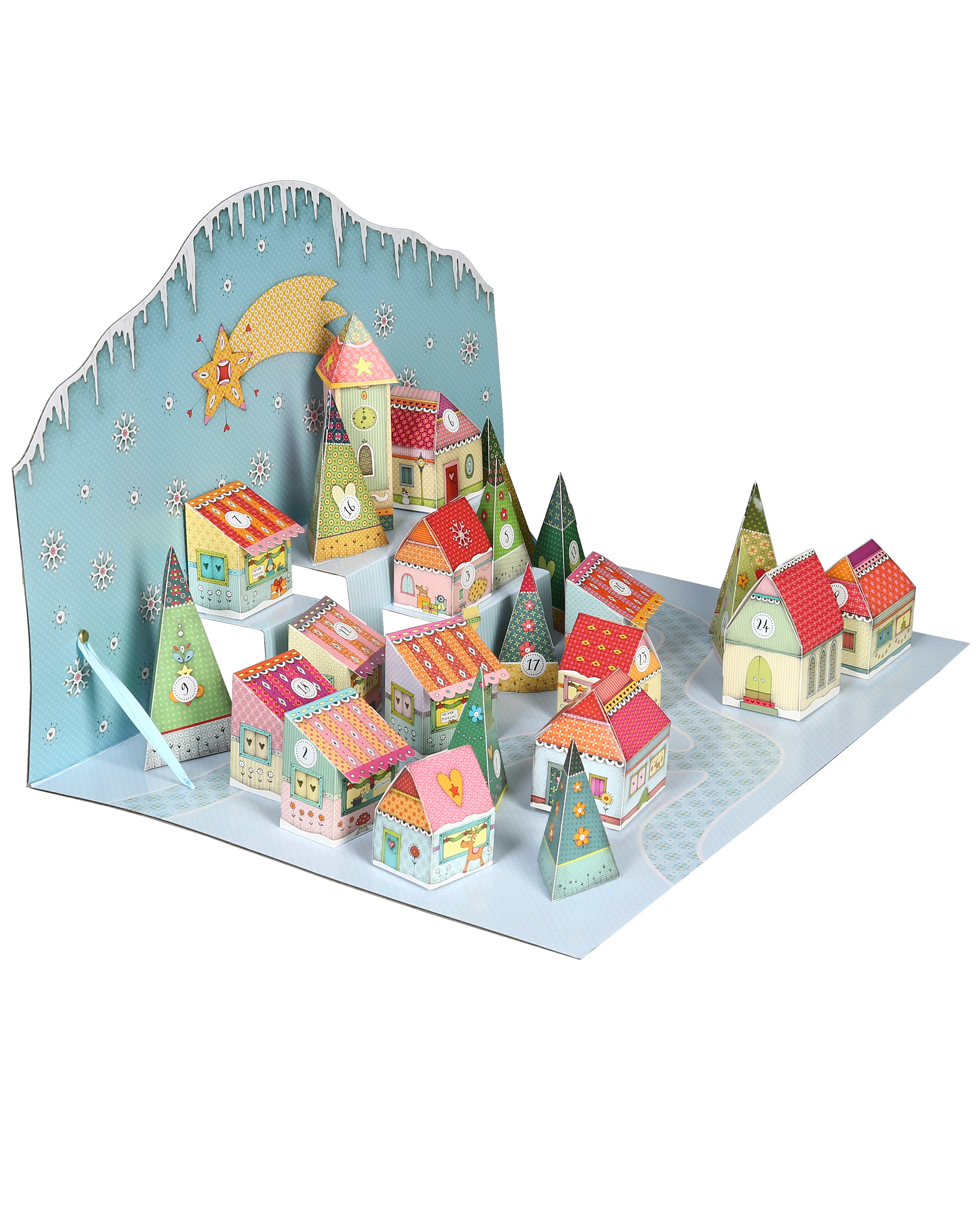 Bastel-Adventskalender DIY DORF befüllbar in bunt