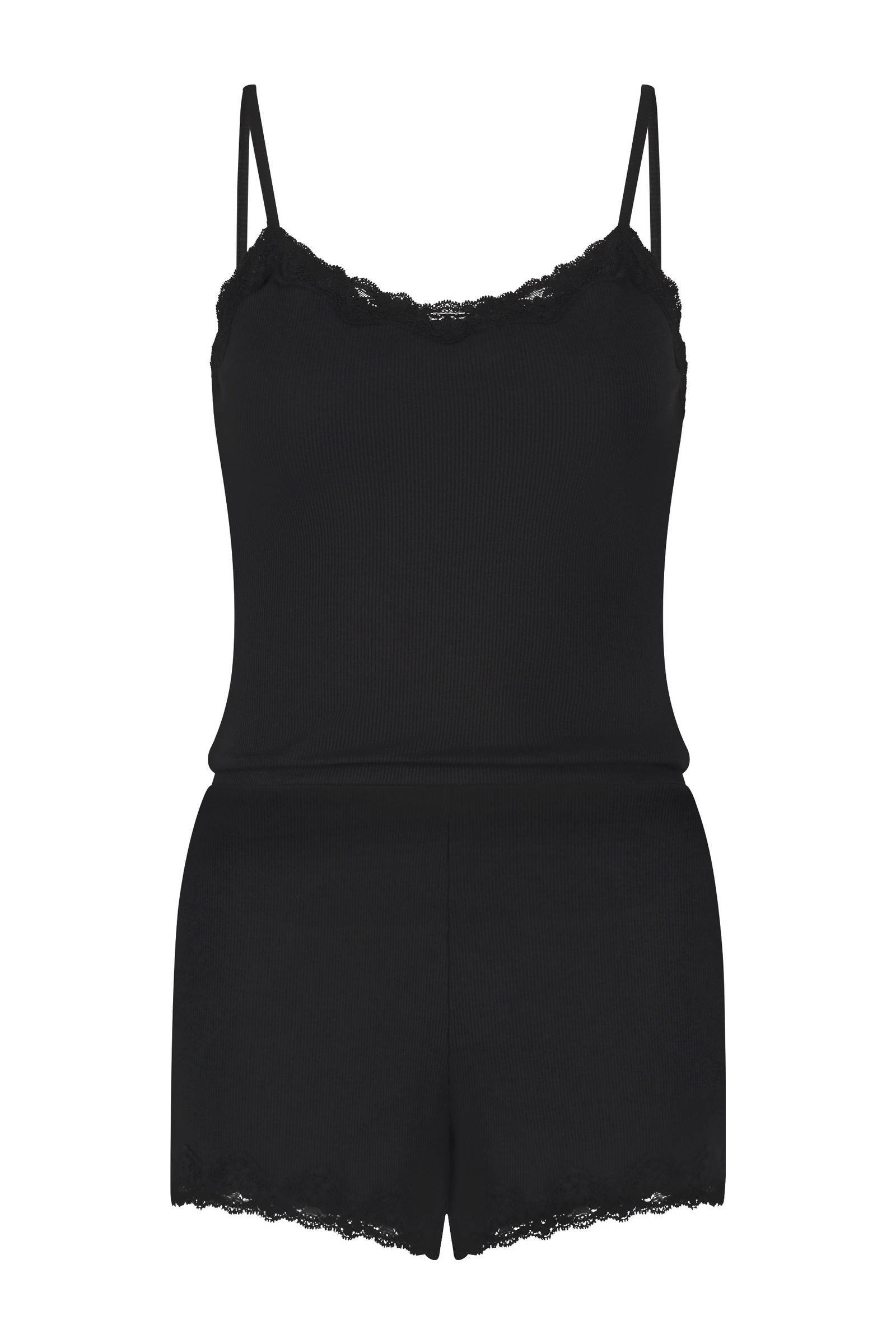 Hunkemöller shortama met ribstructuur zwart