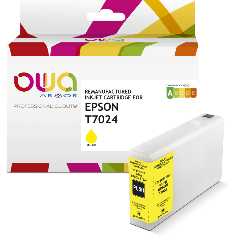 Cartouche d'encre remanufacturée OWA - standard - Jaune - pour EPSON T7024
