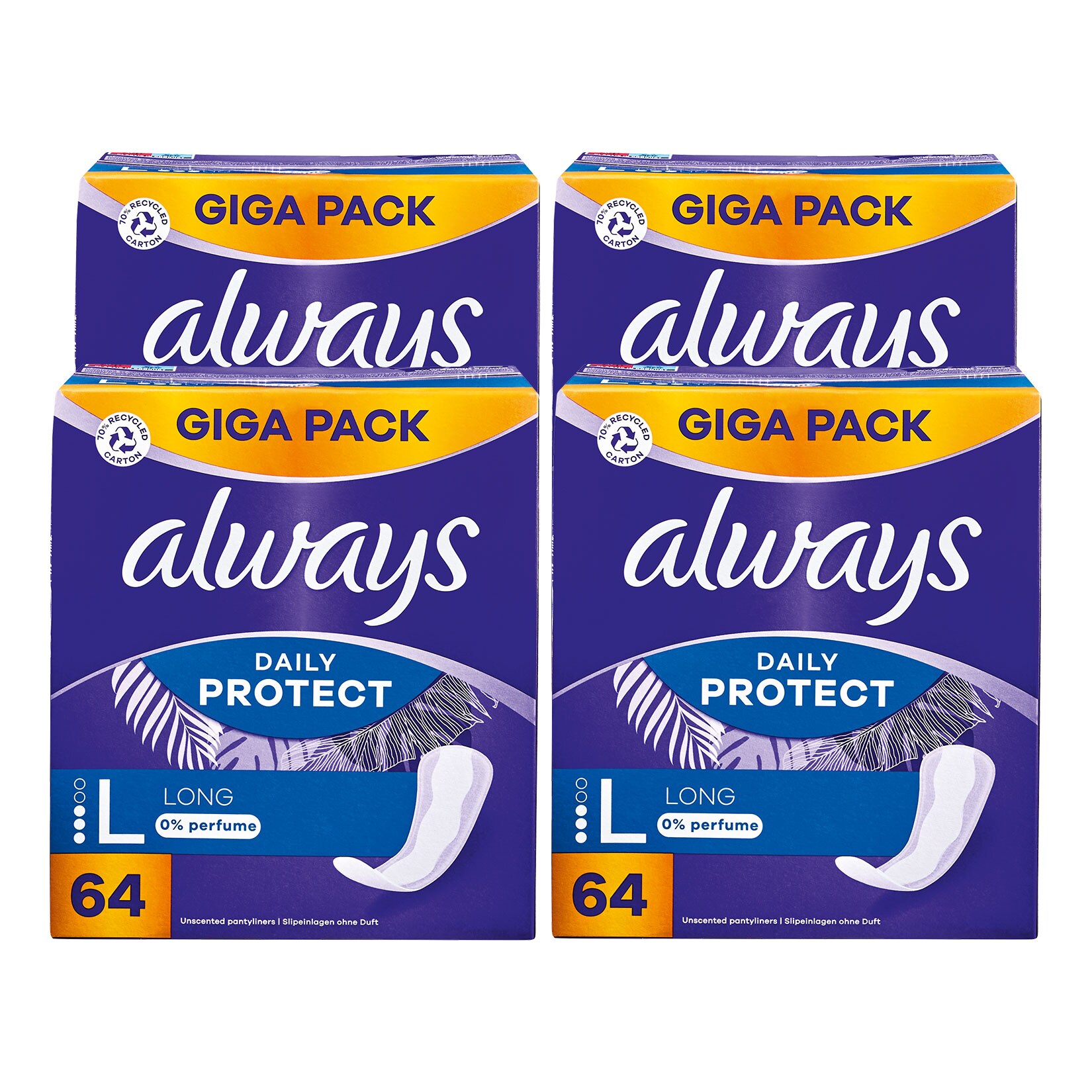 Always Slipeinlagen Daily Protect GigaPack Long 64 Stück, 4er Pack