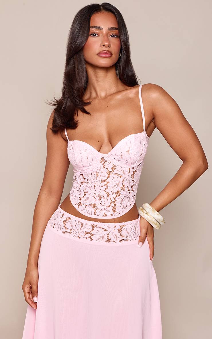 Rose Bébé Jupe Midi En Mousseline Avec Taille En Dentelle Petite - Ensemble Coordonné