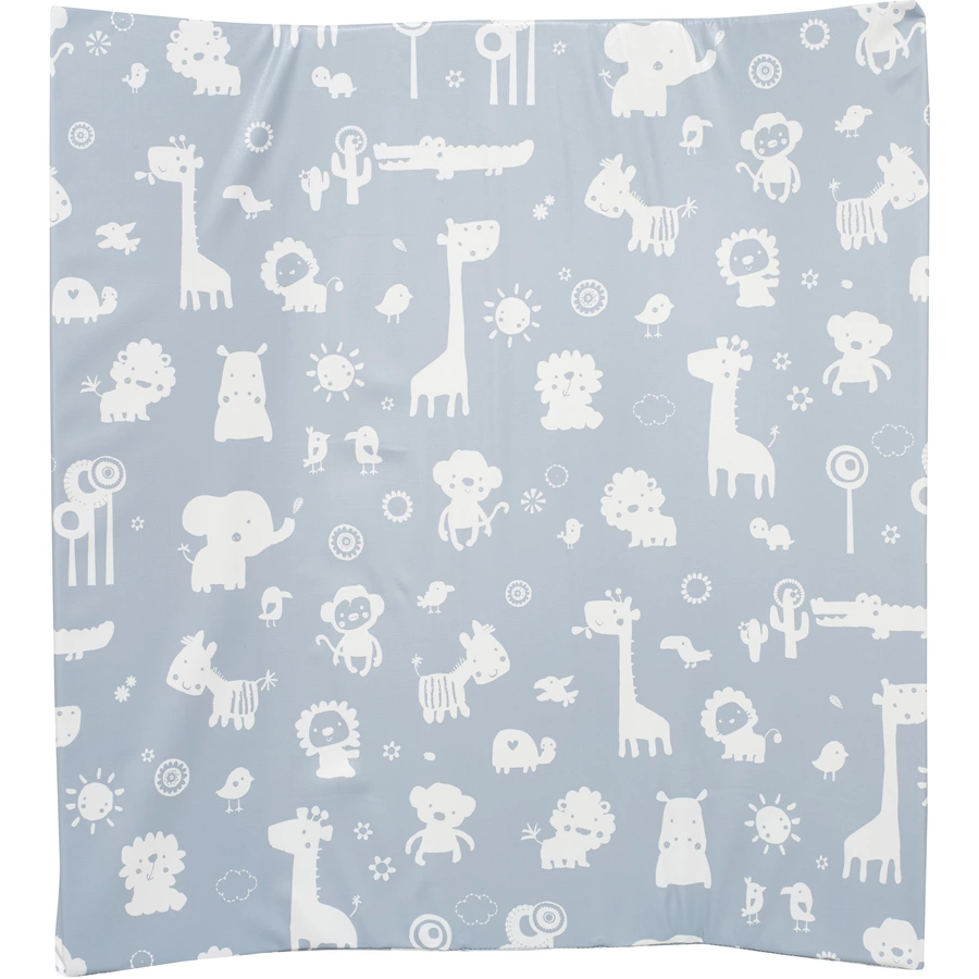 Alvi Wickelauflage 2stg. Keil Folie Zootiere puderblau 68 x 60 cm