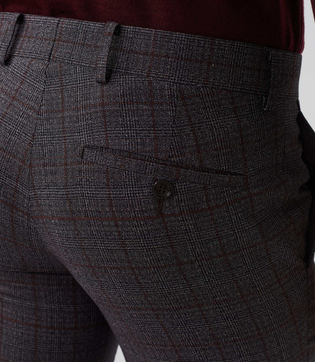 Pantalon ville Prince de Galles marron 