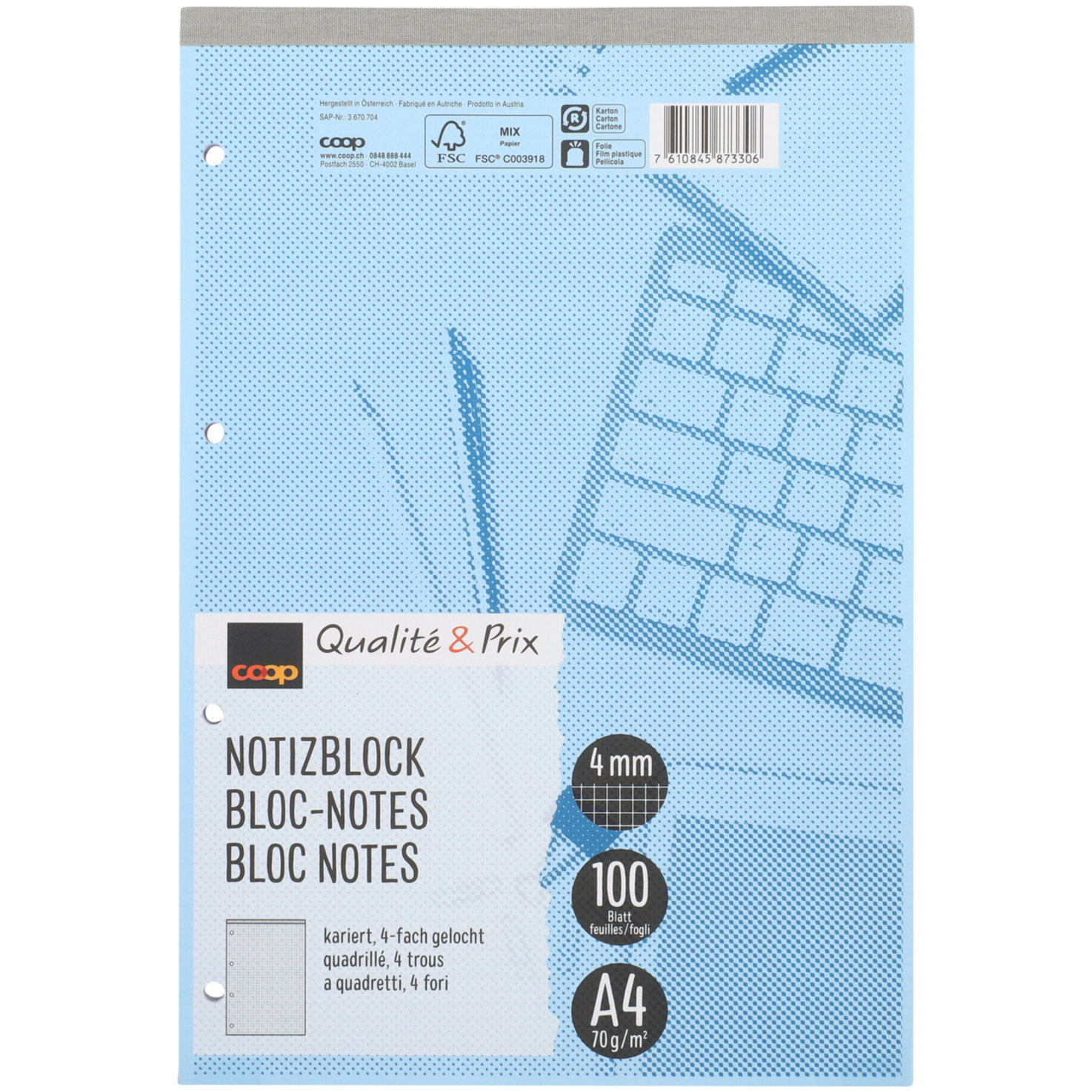 Qualité & Prix Notizblock A4 gelocht kariert