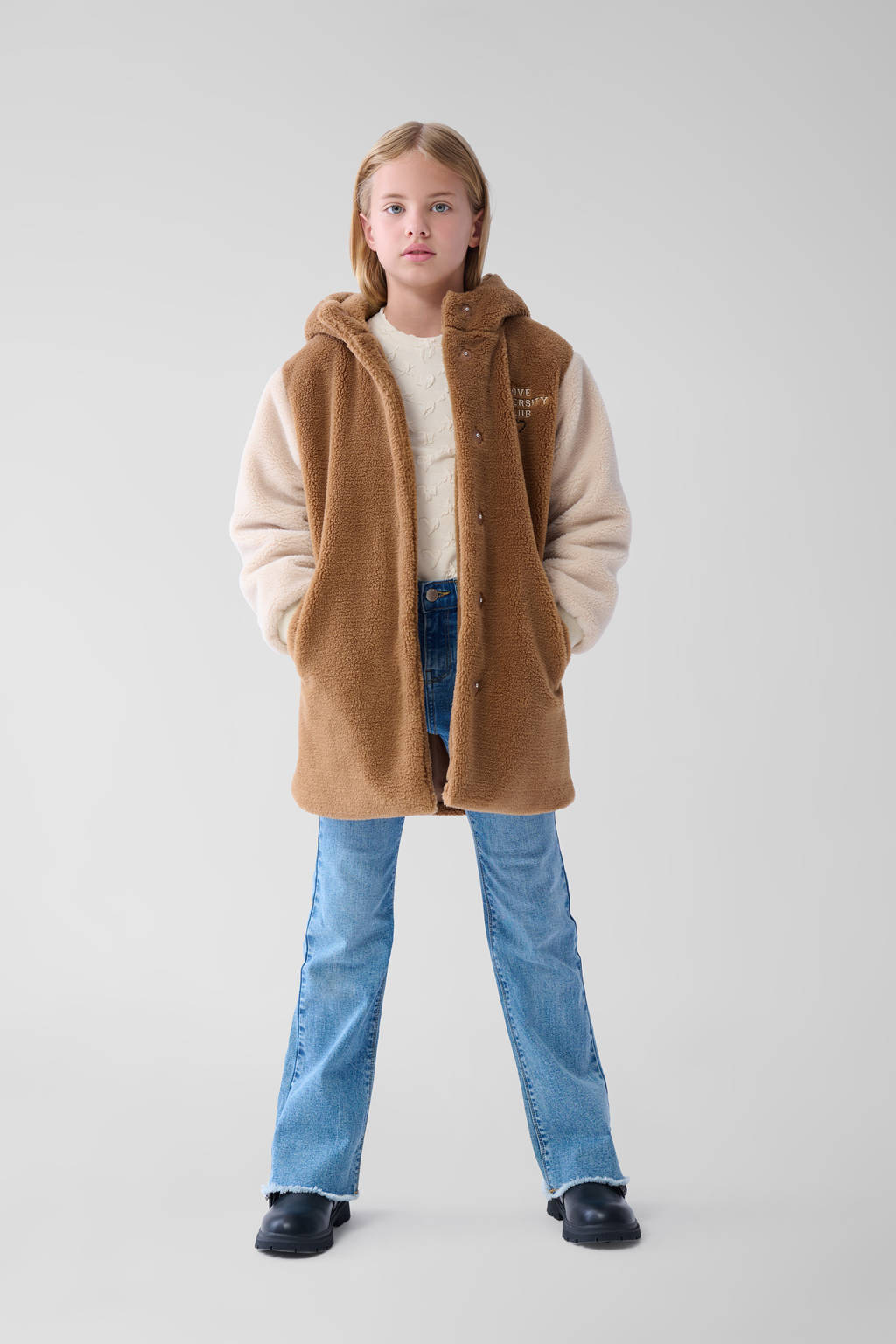 Shoeby teddy winterjas bruin/beige
