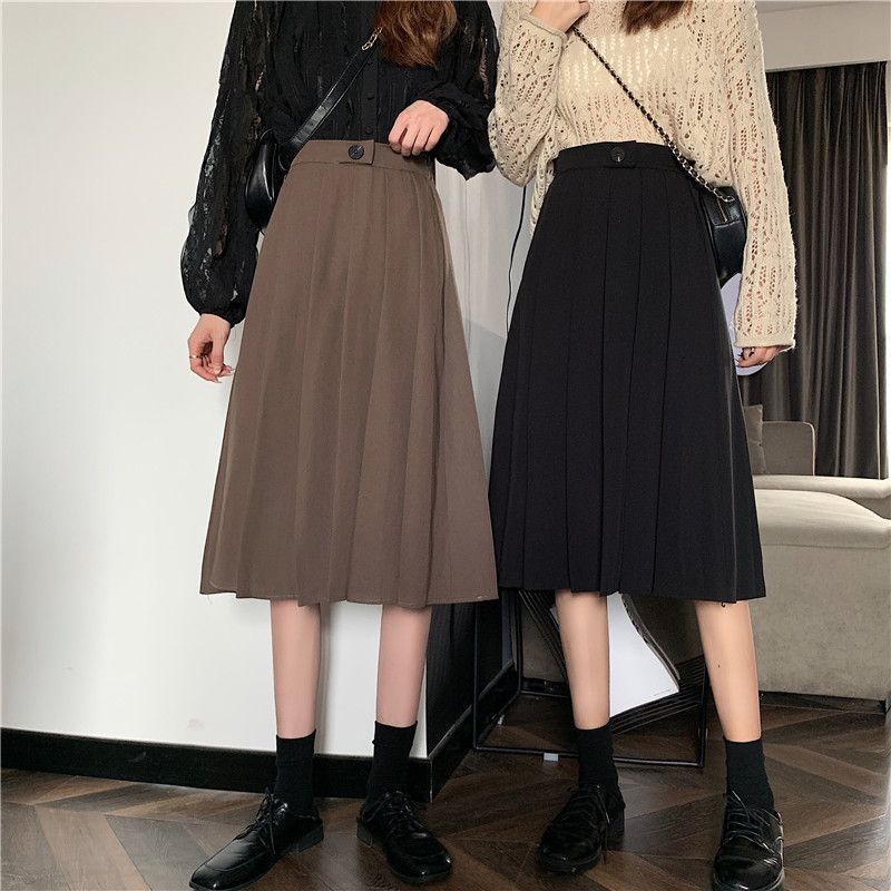 Sisyphi - Hoge taille geplooide midi A-lijn rok